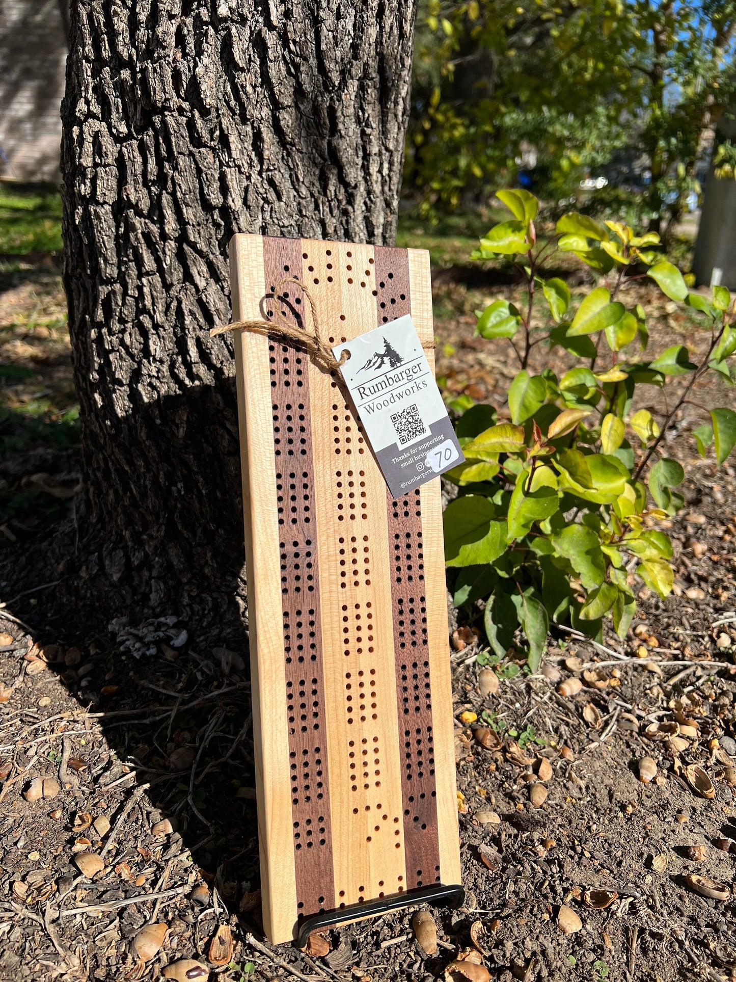 Maple and Walnut Cribbage Board