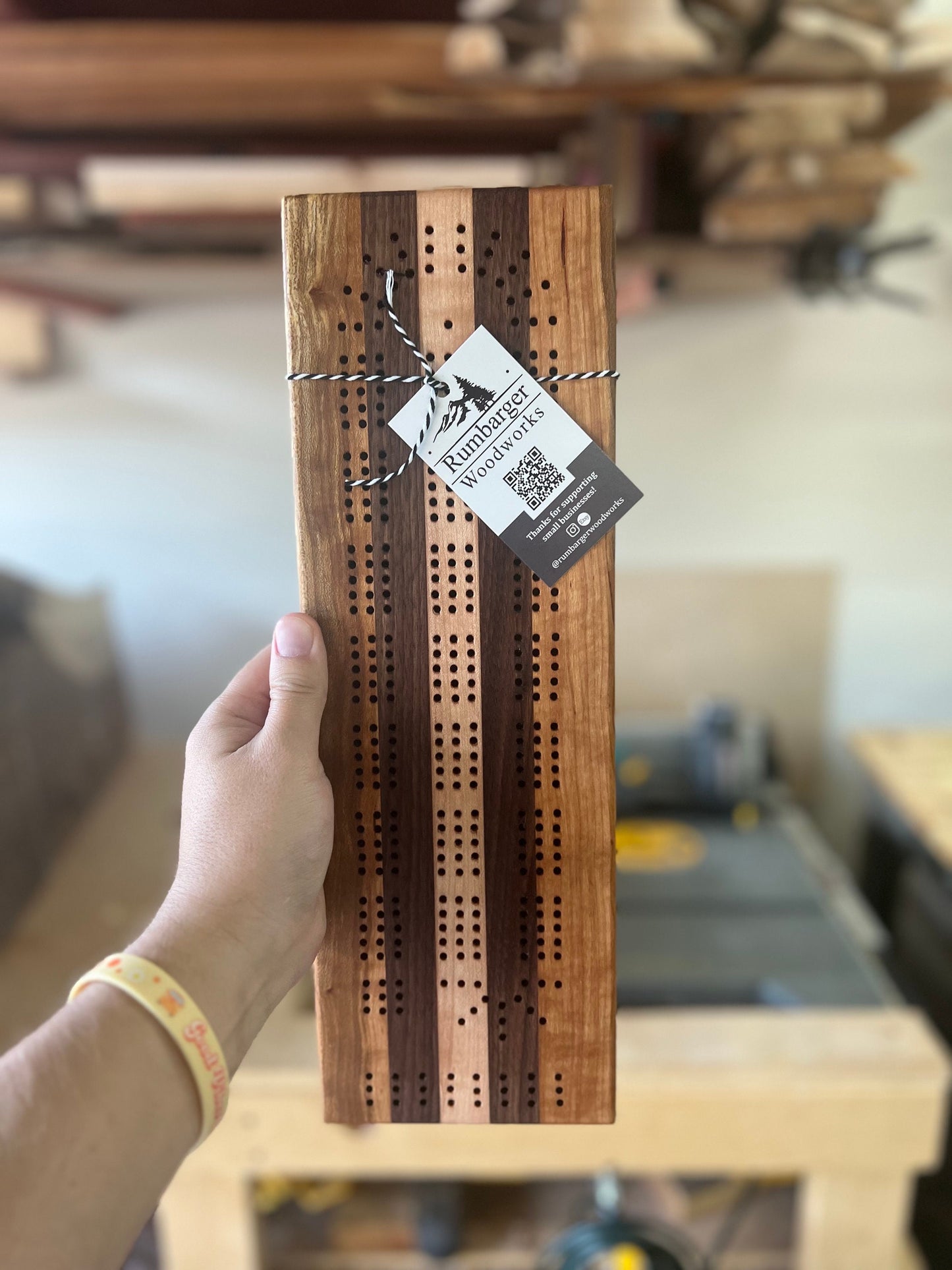 Maple, Walnut and Cherry Cribbage Board