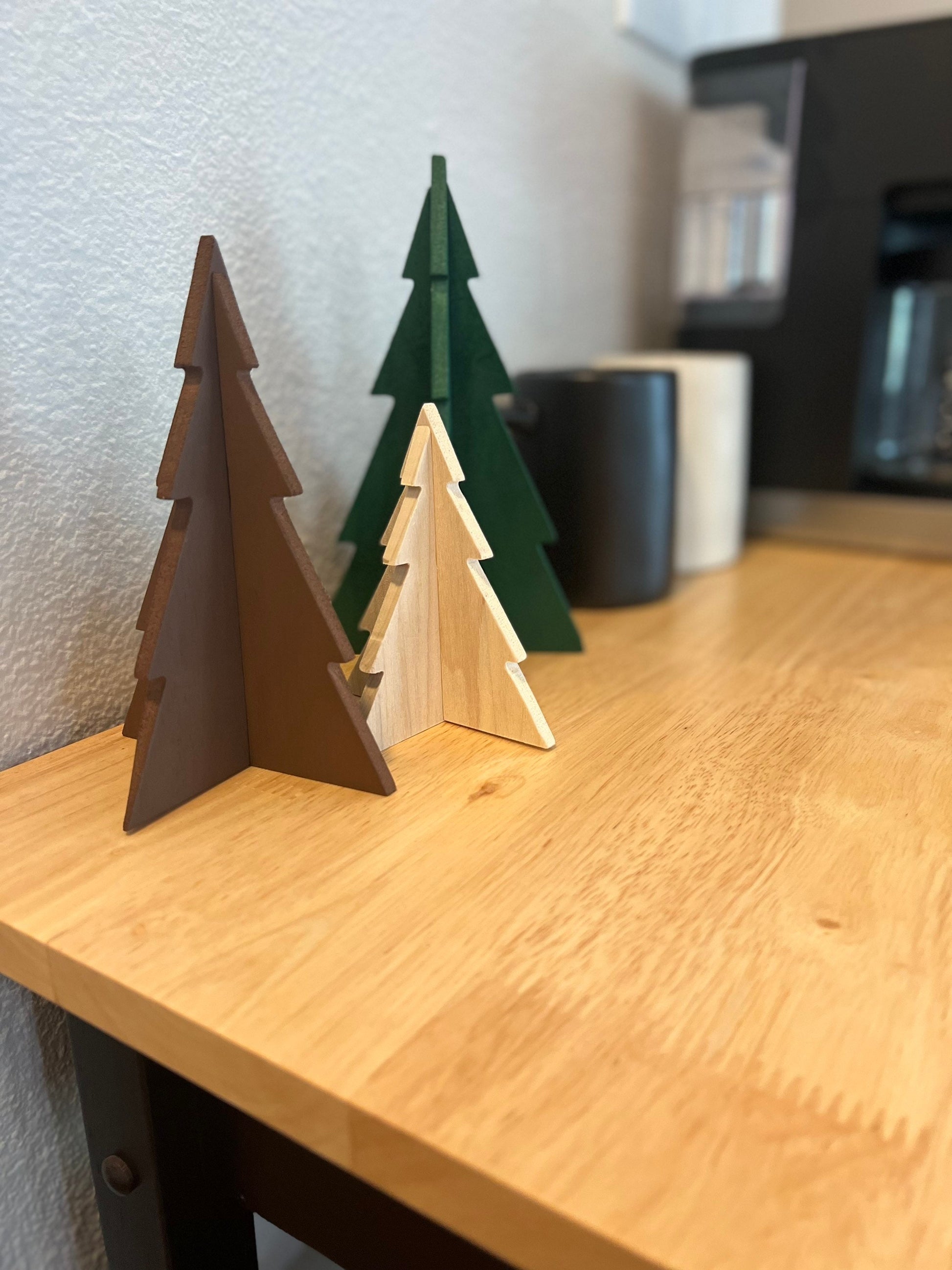 Wood Christmas Trees, Finished and DIY!