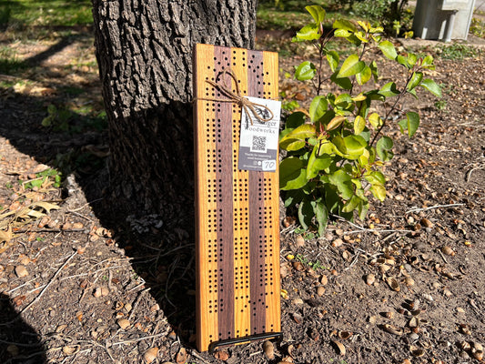 Canary and Walnut Cribbage Board