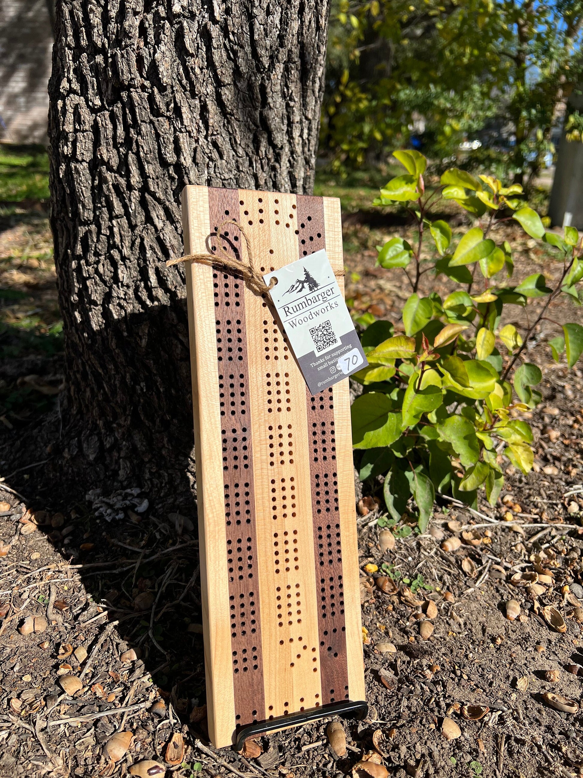 Maple and Walnut Cribbage Board
